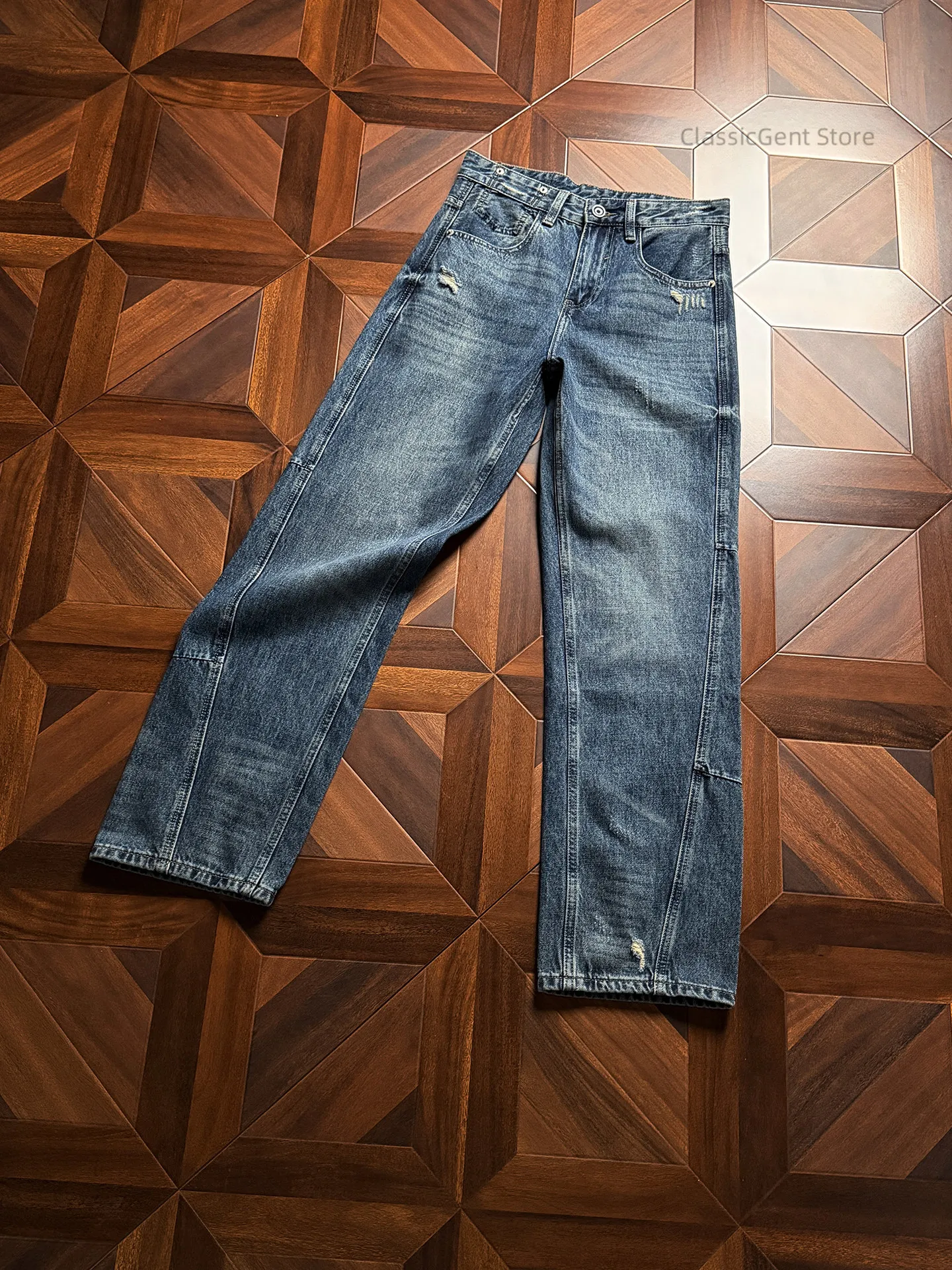 Tooling Vintage Multi-section Splicing Seam Wear Ripped Design 11oz Jeans
Tooling Vintage Multi-section Splicing Seam Wear Ripped Design 11oz Jeans