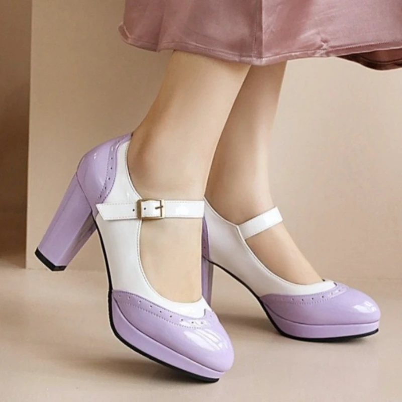 Womens Two Tone Mary Jane Shoes Patent Leather Platform Chunky Heel Pumps Round Toe Buckle Strap Lolita Dress Shoes Plus Size
Womens Two Tone Mary Jane Shoes Patent Leather Platform Chunky Heel Pumps Round Toe Buckle Strap Lolita Dress Shoes Plus Size