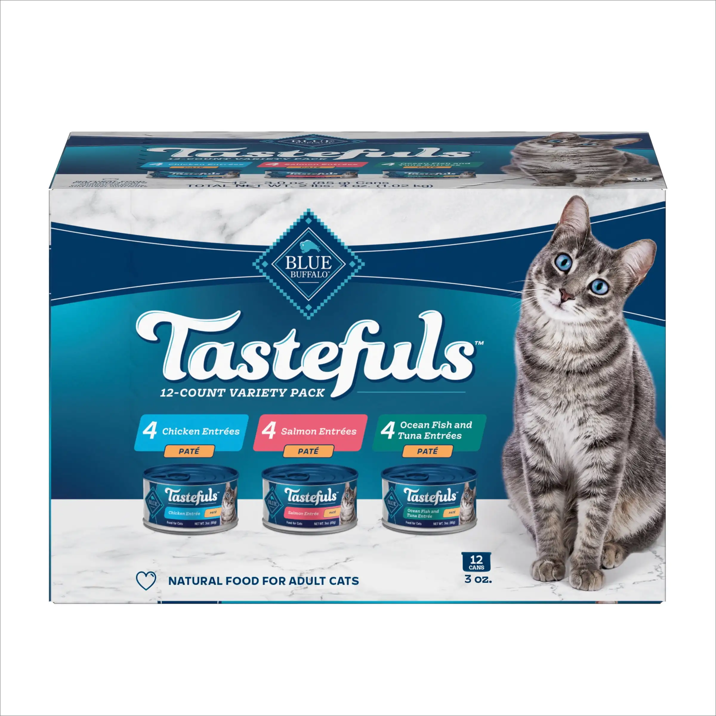 Tastefuls Natural Pate Wet Cat Food Variety Pack, Лосось, Курица, Ocean Fish & Tuna Entrées 3-oz Банки (12 штук — 4 шт.
Tastefuls Natural Pate Wet Cat Food Variety Pack, Лосось, Курица, Ocean Fish & Tuna Entrées 3-oz Банки (12 штук — 4 шт.