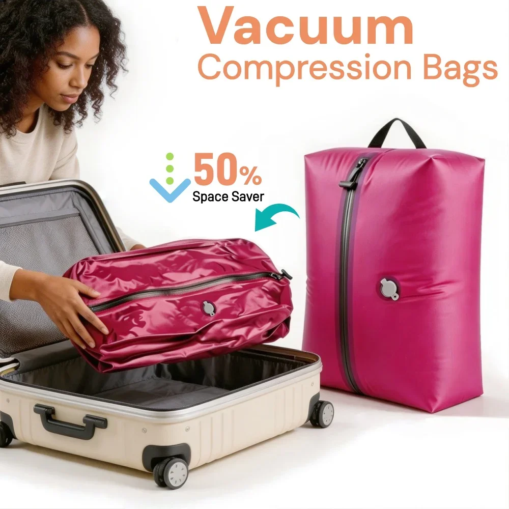 Compression Packing Bags for Travel necessities, Space Saver Suitcase Luggage Organizer, Trip Vacuum Storage Cubes for Clothes
Compression Packing Bags for Travel necessities, Space Saver Suitcase Luggage Organizer, Trip Vacuum Storage Cubes for Clothes