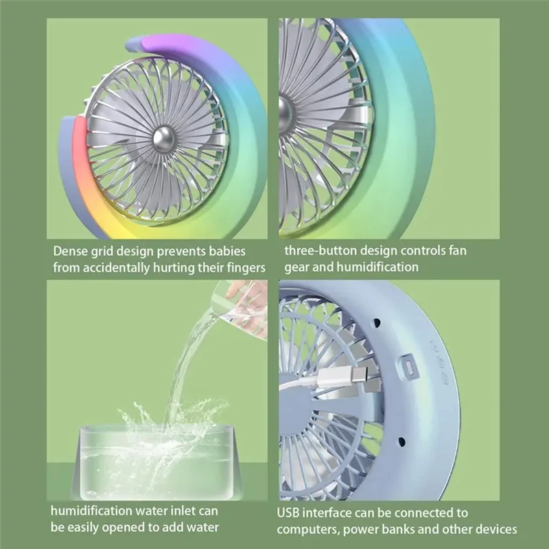 AB41-LED Fan Battery Powered Quiet Fan Portable Humidifying Fan With 600Ml Tank 3 Speeds Adjustable USB Rechargeable Fan
AB41-LED Fan Battery Powered Quiet Fan Portable Humidifying Fan With 600Ml Tank 3 Speeds Adjustable USB Rechargeable Fan