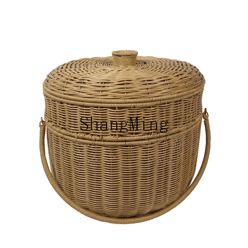 PYH storage basket Outdoor camping imitation rattan woven vegetable basket hand basket, double-layer woven
PYH storage basket Outdoor camping imitation rattan woven vegetable basket hand basket, double-layer woven
