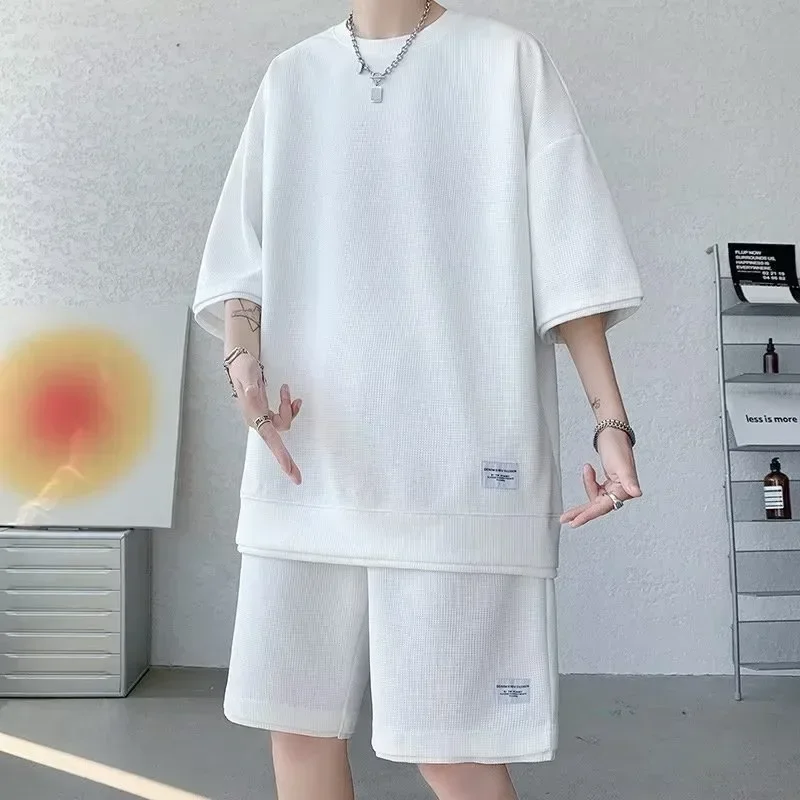 Summer Quick-drying Short-sleeved T-shirt Casual Suit Men's Waffle Loose Men's Basketball Sports Suit men clothing
Summer Quick-drying Short-sleeved T-shirt Casual Suit Men's Waffle Loose Men's Basketball Sports Suit men clothing