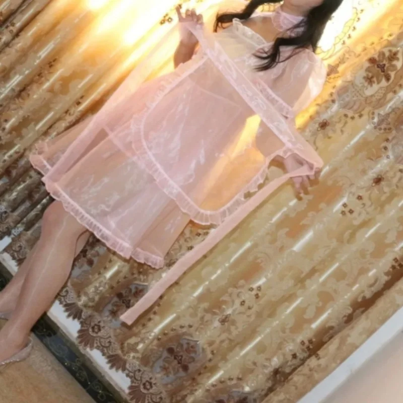 Sheer Sexy Organza Glossy Dress Cosplay Lolita Cos Cross-dressing Dress JK Pink Princess Ruffled Sweet Apron Dress Clothing
Sheer Sexy Organza Glossy Dress Cosplay Lolita Cos Cross-dressing Dress JK Pink Princess Ruffled Sweet Apron Dress Clothing