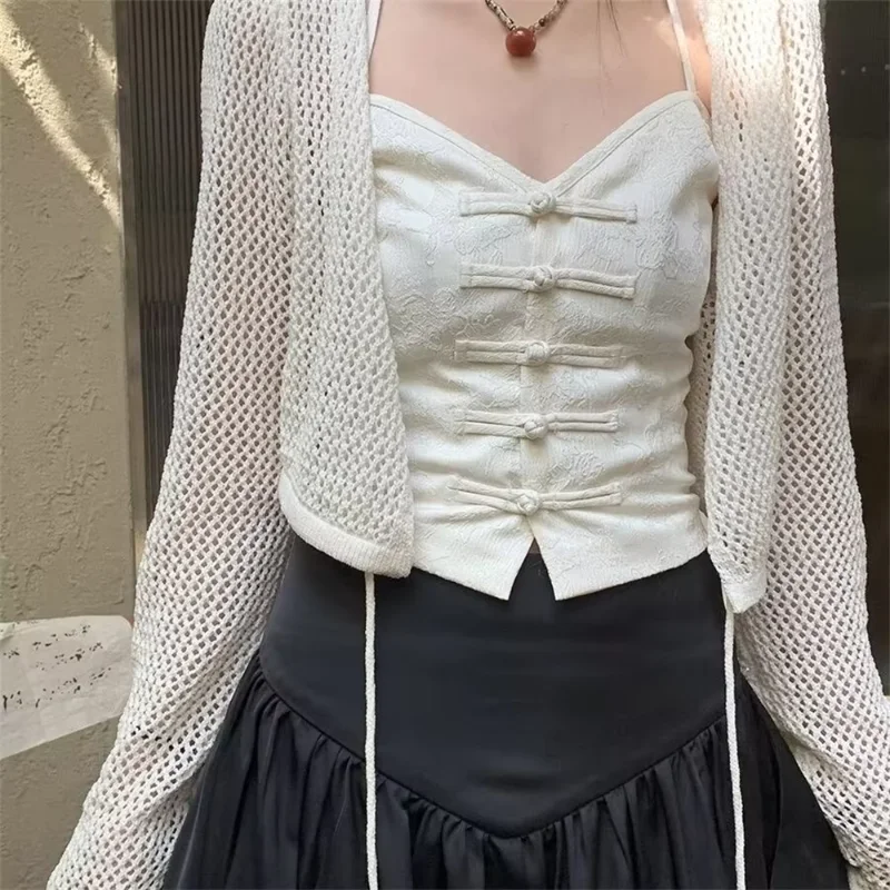 Korean Cardigan Women Summer Daily Hot Sale Fashion Loose Sweet Girls Solid Elegant Hollow Out Thin Cropped Knitted Cardigan
Korean Cardigan Women Summer Daily Hot Sale Fashion Loose Sweet Girls Solid Elegant Hollow Out Thin Cropped Knitted Cardigan