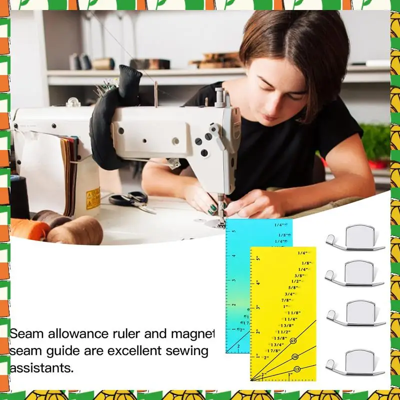 2 PCS Seam Guide Ruler With 4 PCS Magnetic Seam Guides,1/8In To 2In Straight Line Hems Sewing Ruler,Seam Allowance Ruler Durable
2 PCS Seam Guide Ruler With 4 PCS Magnetic Seam Guides,1/8In To 2In Straight Line Hems Sewing Ruler,Seam Allowance Ruler Durable