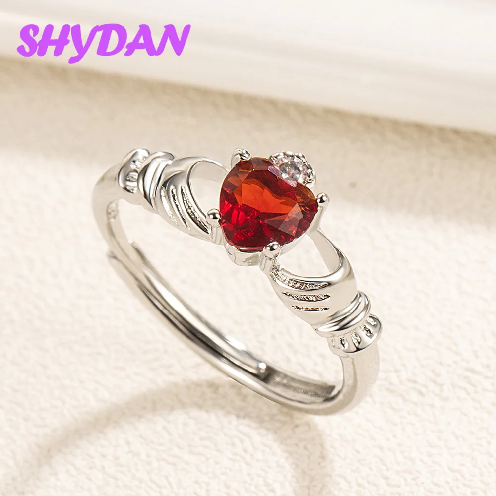 SHYDAN 925 Sterling Silver Heart Red Zircon Adjustable Rings For Women Fashion Wedding Jewelry
SHYDAN 925 Sterling Silver Heart Red Zircon Adjustable Rings For Women Fashion Wedding Jewelry