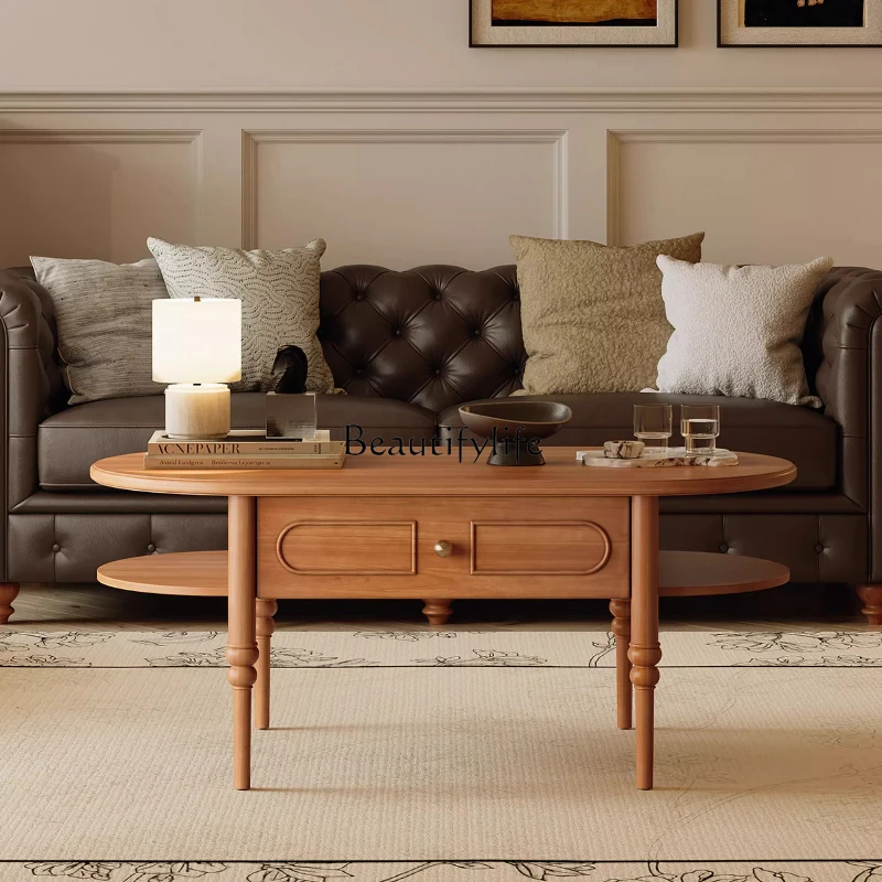 American retro solid wood coffee table, French coffee table living room light luxury medieval small apartment
American retro solid wood coffee table, French coffee table living room light luxury medieval small apartment