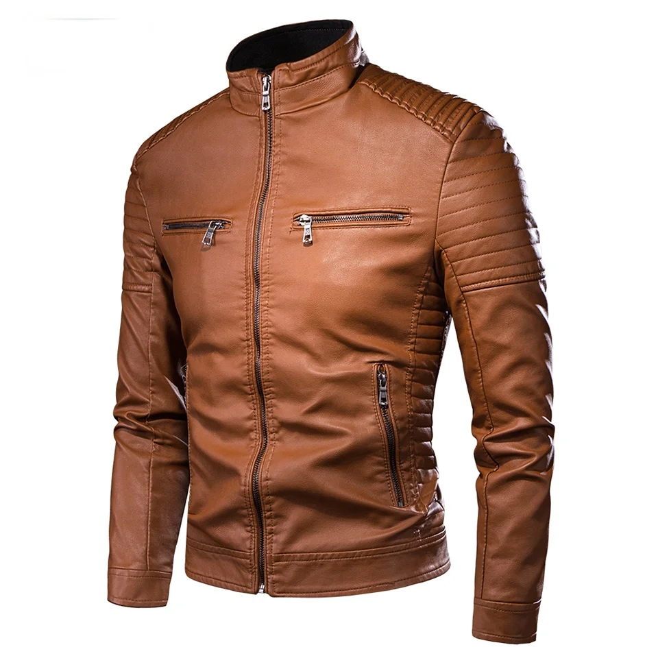 Men Spring Brand New Causal Vintage Leather Jacket Coat Men Outfit Design Motor Biker Zip Pocket PU Leather Jacket Men
Men Spring Brand New Causal Vintage Leather Jacket Coat Men Outfit Design Motor Biker Zip Pocket PU Leather Jacket Men