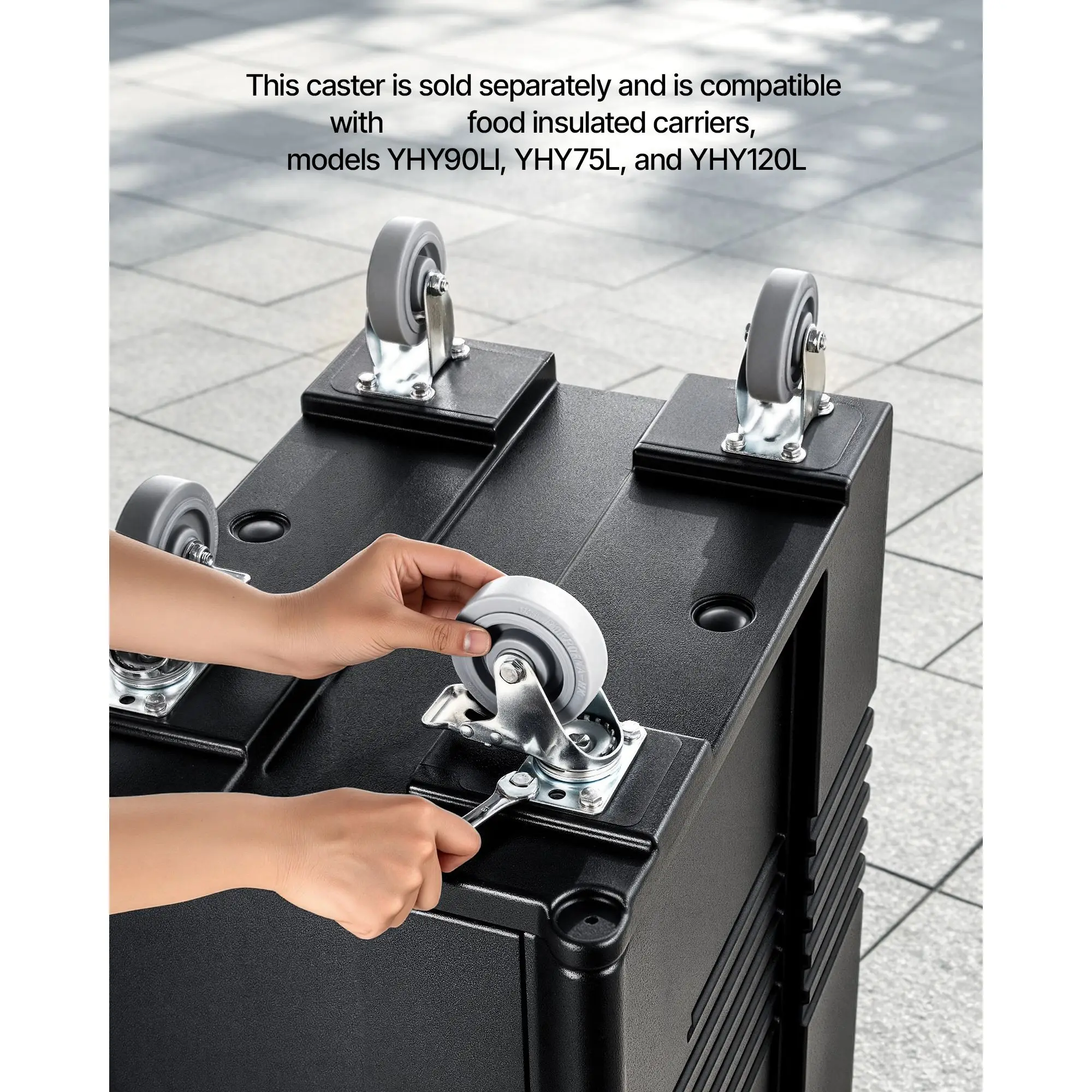 Caster Wheels, 5 Inch Heavy Duty Casters, Compatible with Insulated Food Pan Carrier, Set of 4 (2 Swivel with Brake, 2 Rigid)
Caster Wheels, 5 Inch Heavy Duty Casters, Compatible with Insulated Food Pan Carrier, Set of 4 (2 Swivel with Brake, 2 Rigid)