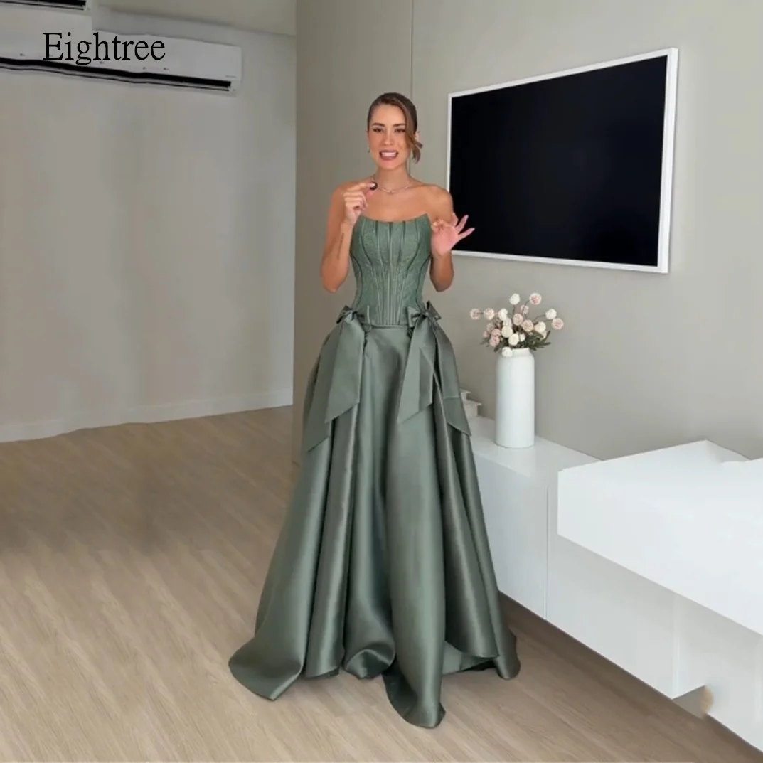Eightree Glamorous Green Strapless A Line Formal Prom Gowns Backless Bow Evening Dress Floor Length Party Dresses Customized
Eightree Glamorous Green Strapless A Line Formal Prom Gowns Backless Bow Evening Dress Floor Length Party Dresses Customized