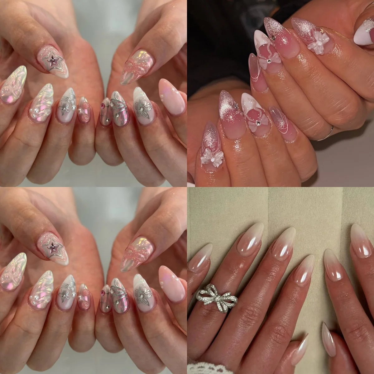 White Bowknot Star Long Pointed Fake Nails Art Cat Eye False Nails Rhinestones Charms Glitter Powder Almond Press on Nails Tools
White Bowknot Star Long Pointed Fake Nails Art Cat Eye False Nails Rhinestones Charms Glitter Powder Almond Press on Nails Tools
