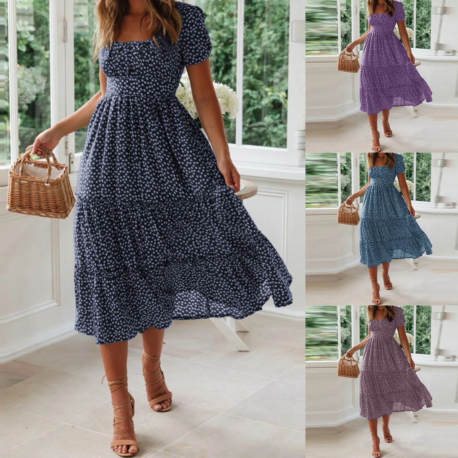 Floral Print Summer Midi Dress 2023 Fashion Short Sleeve Swing Casual Holiday Beach Ladies Elegant Dress Vestidos Sundress Robe
Floral Print Summer Midi Dress 2023 Fashion Short Sleeve Swing Casual Holiday Beach Ladies Elegant Dress Vestidos Sundress Robe
