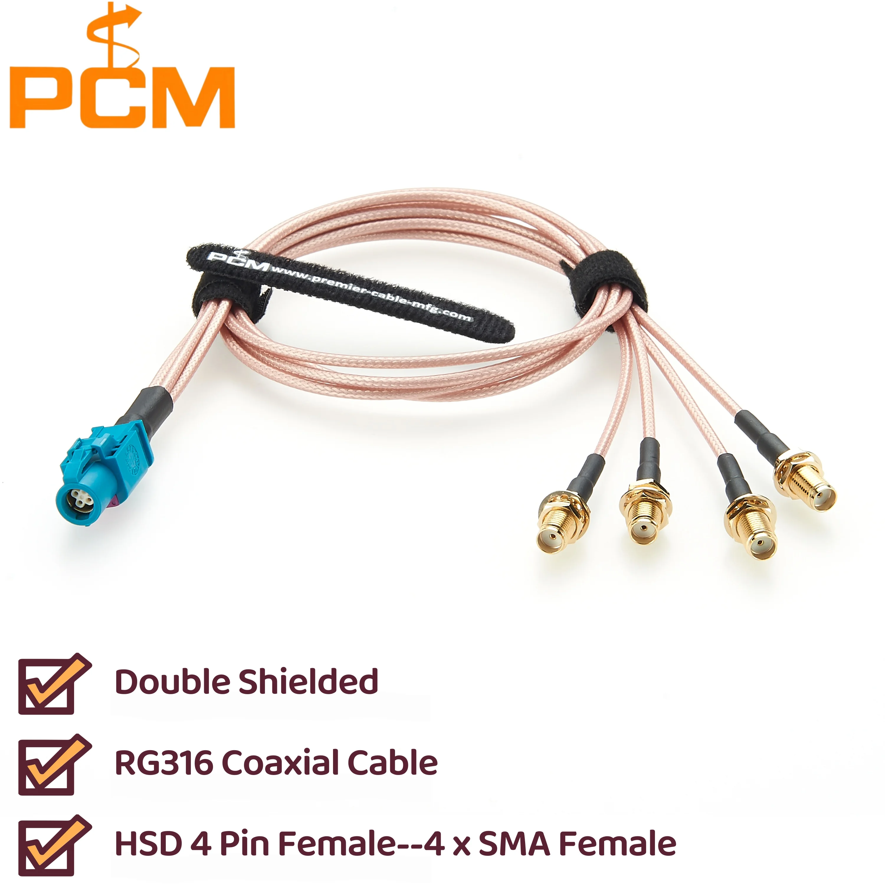 HSD to SMA Antenna Extension Cable Shielded HSD 4 Pin to 4 SMA Female 50Ohm RG316 RF Coaxial Cable for Automotive GPS WIFI 3G 4G
HSD to SMA Antenna Extension Cable Shielded HSD 4 Pin to 4 SMA Female 50Ohm RG316 RF Coaxial Cable for Automotive GPS WIFI 3G 4G