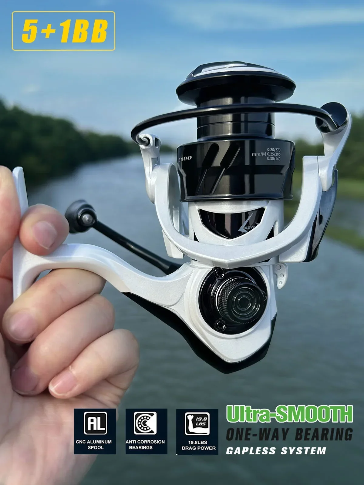 Spinning Fishing Reel 5.2:1 Gear Ratio 5+1BB Stainless Steel Bearings Carp Saltwater Fish Equipment Max Drag 15kg Pesca Wheel
Spinning Fishing Reel 5.2:1 Gear Ratio 5+1BB Stainless Steel Bearings Carp Saltwater Fish Equipment Max Drag 15kg Pesca Wheel