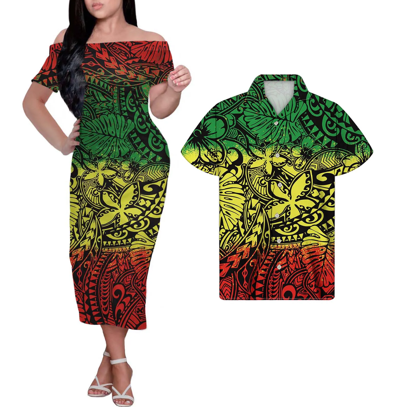 Polynesian Tribal Off Shoulder Summer Dress Women Matching Shirt Set For Couple Party Wedding Maxi Dresses Vestido Festa Luxo
Polynesian Tribal Off Shoulder Summer Dress Women Matching Shirt Set For Couple Party Wedding Maxi Dresses Vestido Festa Luxo
