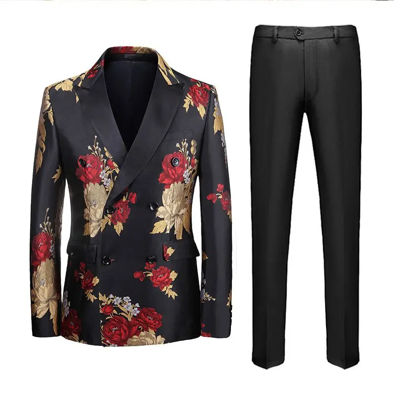 Fashion Costume Floral Groom Peaked Lapel Tuxedo Male Wedding Dress Double Breasted 2 Piece Formal Party Slim Fit Suits For Men
Fashion Costume Floral Groom Peaked Lapel Tuxedo Male Wedding Dress Double Breasted 2 Piece Formal Party Slim Fit Suits For Men