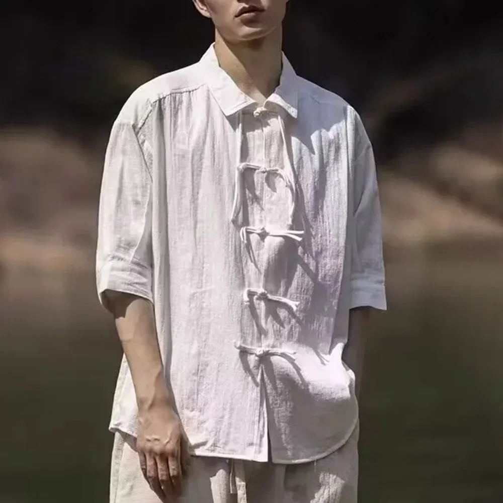 Summer Chinese Style Men's Solid Color Cotton And Linen Short-Sleeved Shirt Fashion Retro Casual Trend All-Match Men's Tops
Summer Chinese Style Men's Solid Color Cotton And Linen Short-Sleeved Shirt Fashion Retro Casual Trend All-Match Men's Tops