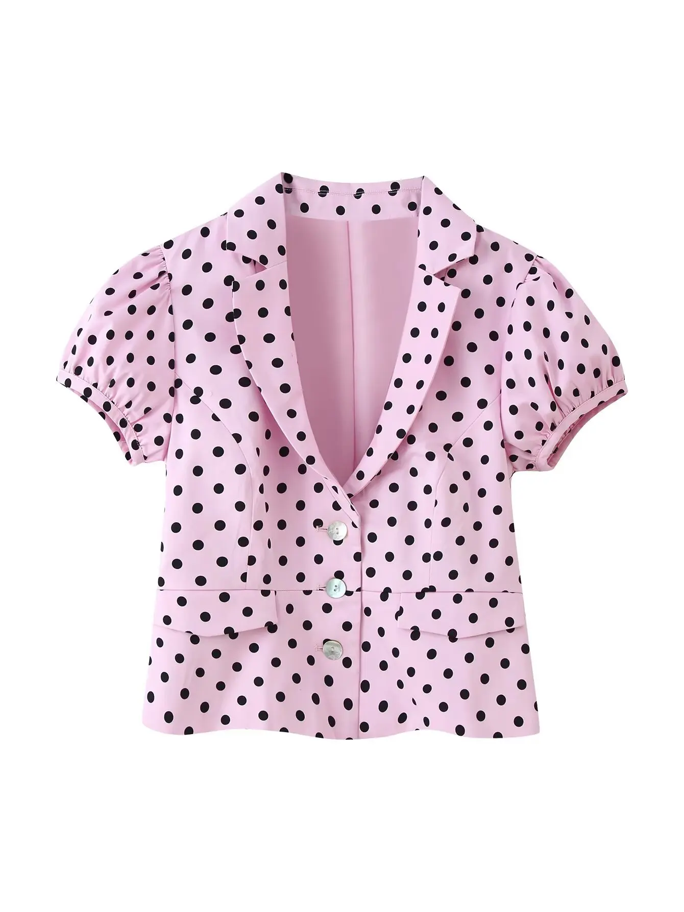 Women Polka Dot Short Puff Sleeve Pink Blazer Lapel Button Crop Mini Suit Jackets
Women Polka Dot Short Puff Sleeve Pink Blazer Lapel Button Crop Mini Suit Jackets