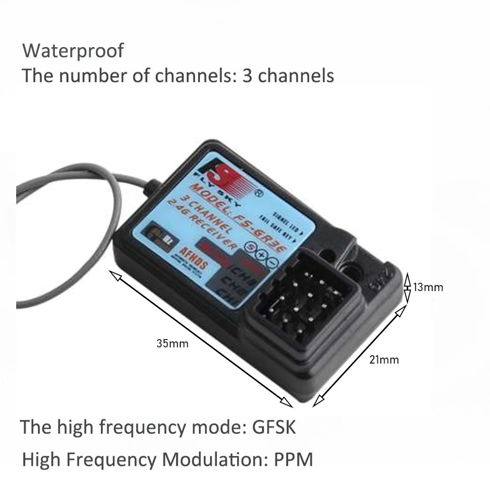 FlySky FS-GR3E Waterproof Receiver 3 Channel 2.4GHz DC 4.0-6.5V for FS-GT3B FS-GT3C FS-GT2B FS-GT2G FS-GT2F FS-GT2E FS-GT2
FlySky FS-GR3E Waterproof Receiver 3 Channel 2.4GHz DC 4.0-6.5V for FS-GT3B FS-GT3C FS-GT2B FS-GT2G FS-GT2F FS-GT2E FS-GT2