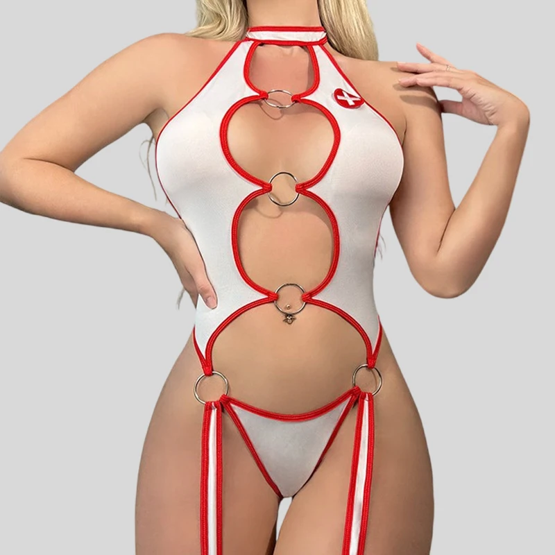 Tornova женское контрастное цветное кружево с вырезами интересная униформа медсестры Холтер с открытой спиной стальное кольцо нерегулярный сексуальный сиамский комплект
Tornova женское контрастное цветное кружево с вырезами интересная униформа медсестры Холтер с открытой спиной стальное кольцо нерегулярный сексуальный сиамский комплект