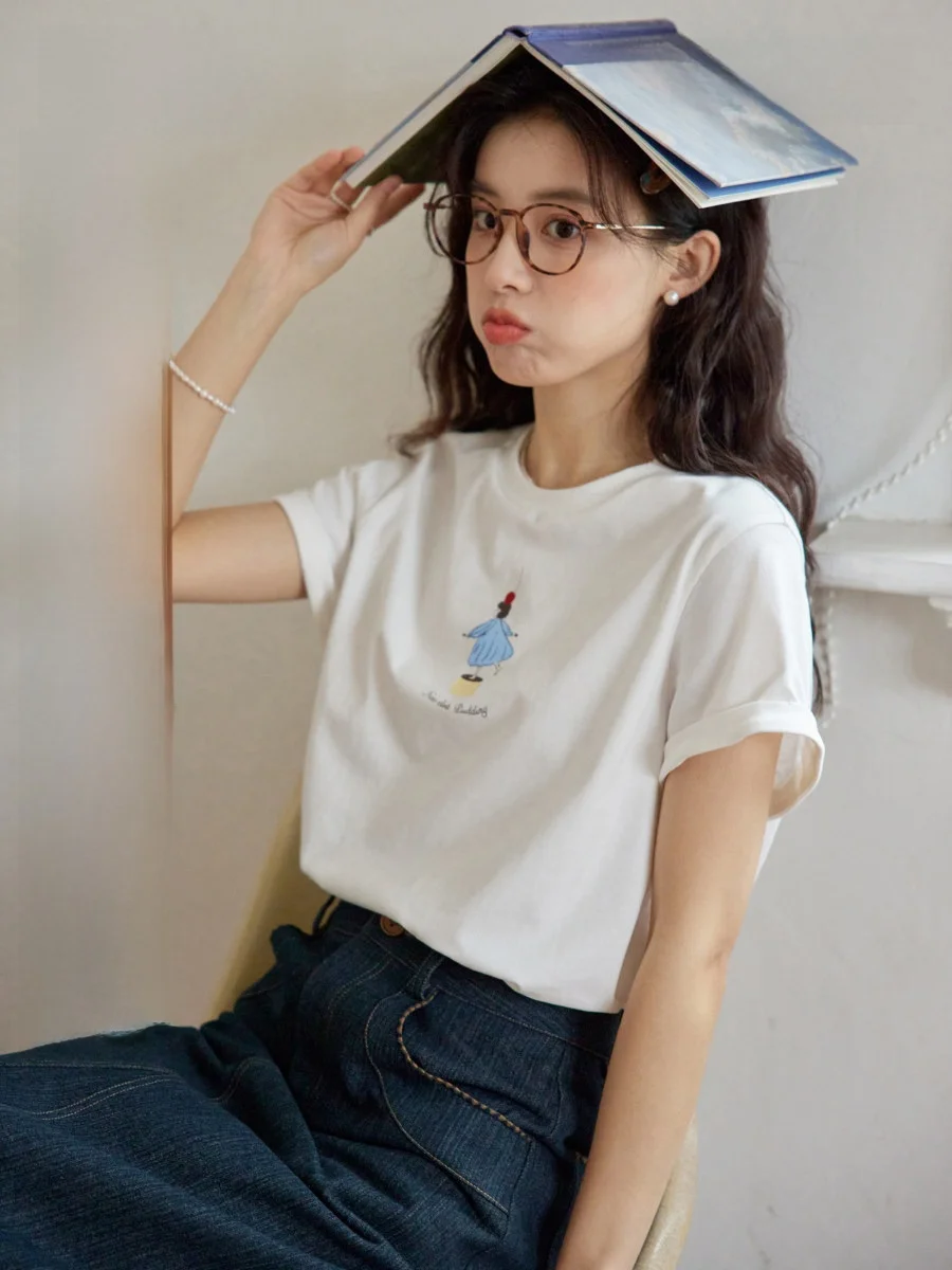 Nov Et round Ne ort Sve T-irt Women's Basic Cherry Print Top Spring New Sle Cotton Retro Loose Fit Summer
Nov Et round Ne ort Sve T-irt Women's Basic Cherry Print Top Spring New Sle Cotton Retro Loose Fit Summer