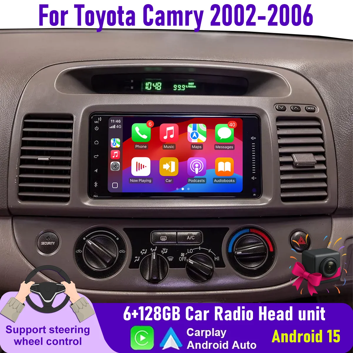 7" Wireless CarPlay Android auto 8Cores 6+128GB Car Radio For Toyota Camry 2002-2006 Android15 Head Unit GPS BT Navi QLED Screen
7" Wireless CarPlay Android auto 8Cores 6+128GB Car Radio For Toyota Camry 2002-2006 Android15 Head Unit GPS BT Navi QLED Screen