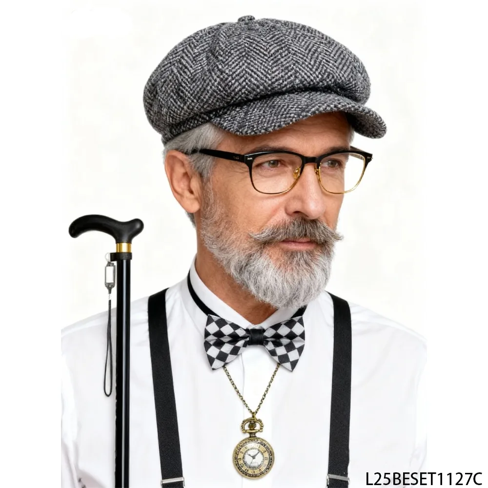 PESENAR Vintage Gentleman Cosplay Set Newsboy Cap Bow Tie Suspenders Cane Theme Party Costume
PESENAR Vintage Gentleman Cosplay Set Newsboy Cap Bow Tie Suspenders Cane Theme Party Costume