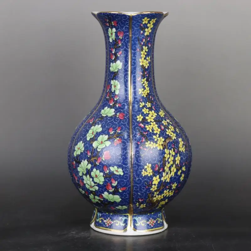 Chinese Blue Enamel Porcelain Qing Qianlong Flowers Design Vase 10.24 inch
Chinese Blue Enamel Porcelain Qing Qianlong Flowers Design Vase 10.24 inch
