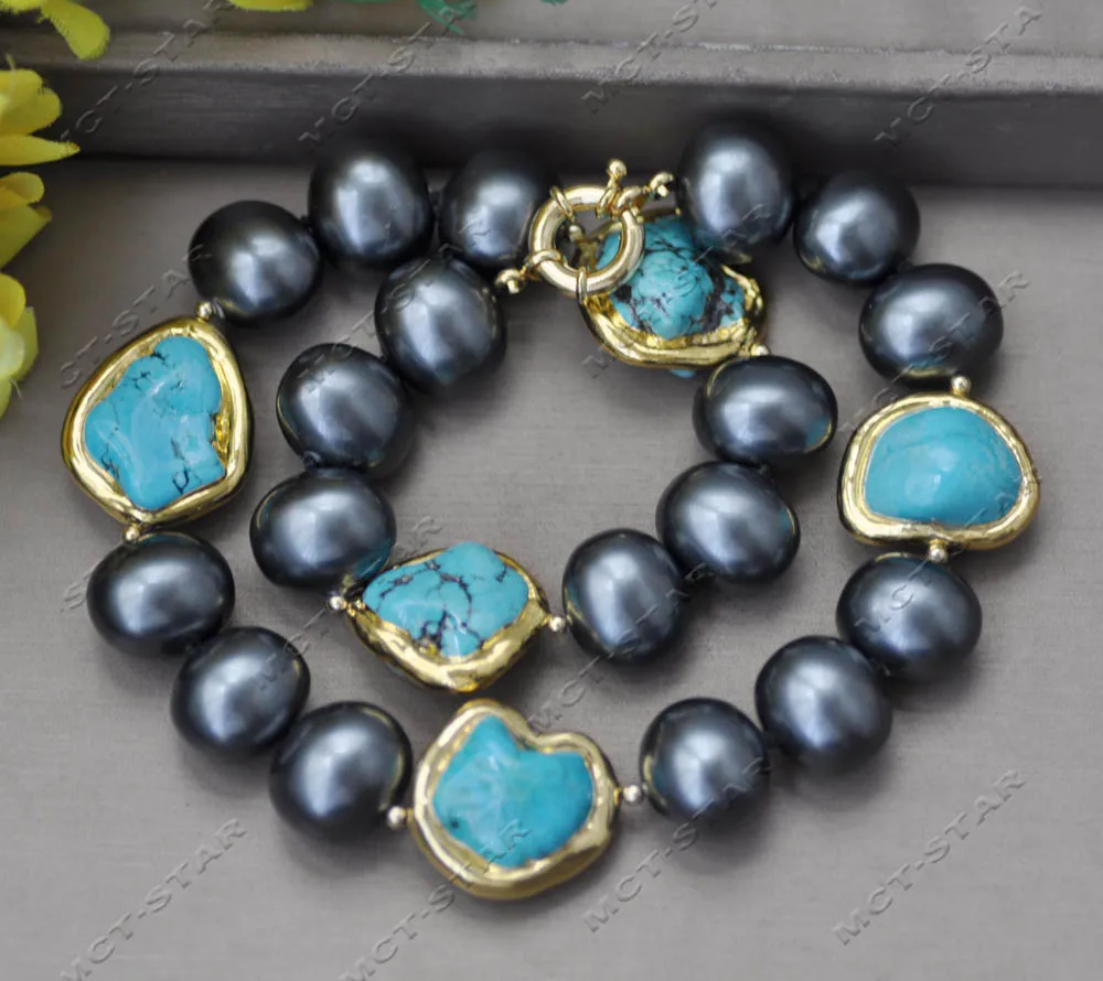 MTC·STAR Z13578 19'' 25mm Black Egg Shell Pearl Blue Baroque Turquoise Necklace Custom Jewelry
MTC·STAR Z13578 19'' 25mm Black Egg Shell Pearl Blue Baroque Turquoise Necklace Custom Jewelry