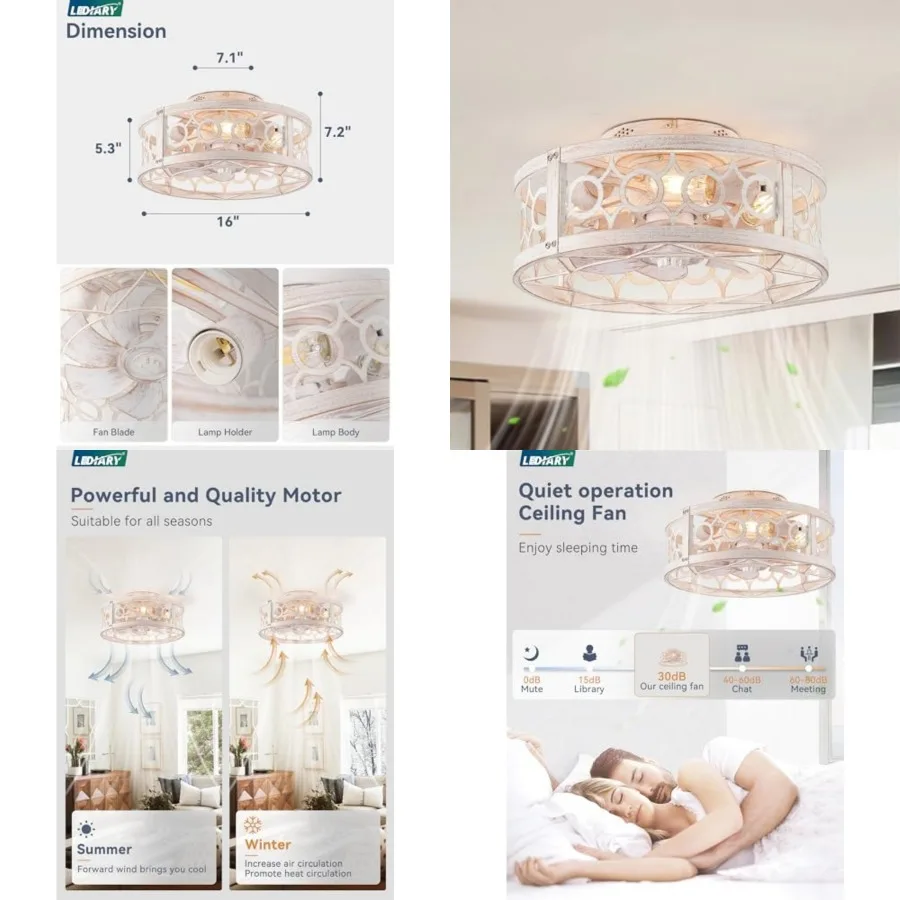 Caged Ceilg Fan with Light and Remote, Small Low Profile Ceilg Fans with Lights, 6 Speed and Reversible Farmhouse Flush Mount C
Caged Ceilg Fan with Light and Remote, Small Low Profile Ceilg Fans with Lights, 6 Speed and Reversible Farmhouse Flush Mount C