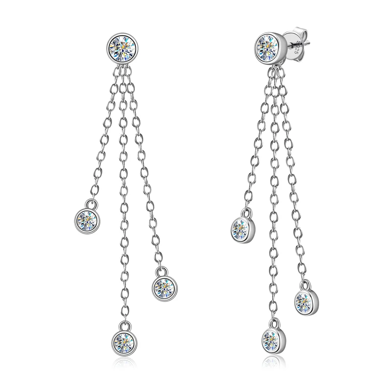KUGG Moissanite Tassel Stud Earrings For Women 100% S925 Sterling Silver Fine Jewelry Real D Color 4mm&3mm Diamond Drop Earrings
KUGG Moissanite Tassel Stud Earrings For Women 100% S925 Sterling Silver Fine Jewelry Real D Color 4mm&3mm Diamond Drop Earrings