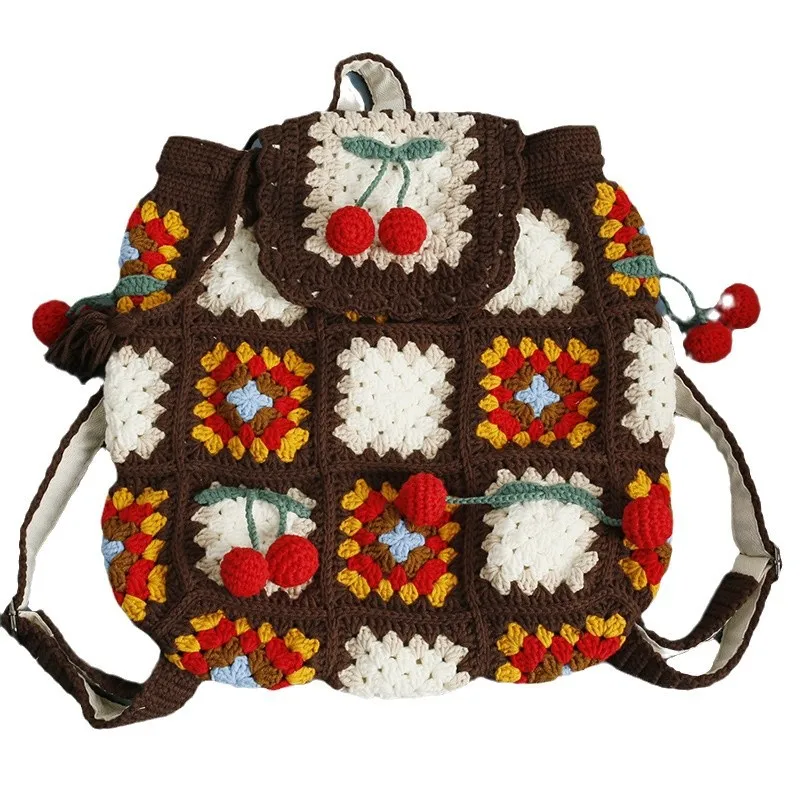 New handwoven women's backpack, wool crocheted casual backpack, literary and national style women's bag finished product
New handwoven women's backpack, wool crocheted casual backpack, literary and national style women's bag finished product