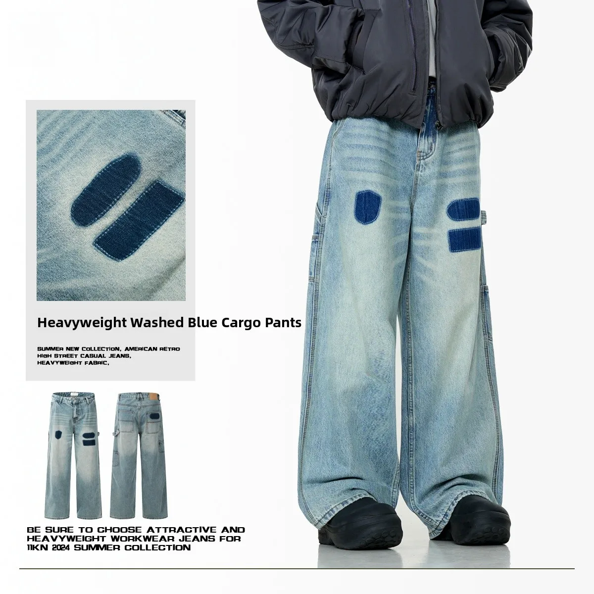 Retro American Waed Blue Straight Leg Workwear Jeans Loose Fit Wide Leg Casual Trousers for Men And Women
Retro American Waed Blue Straight Leg Workwear Jeans Loose Fit Wide Leg Casual Trousers for Men And Women