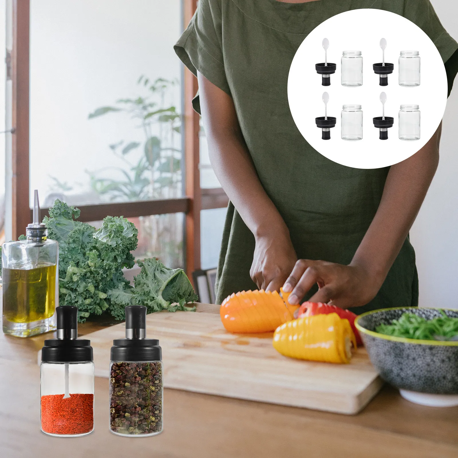 4Pcs Seasoning Jar with Built-in Spoon Oil Salt Sauce Container Airtight Seal for Home Kitchen Dining Outdoor Bbq Food Shop
4Pcs Seasoning Jar with Built-in Spoon Oil Salt Sauce Container Airtight Seal for Home Kitchen Dining Outdoor Bbq Food Shop
