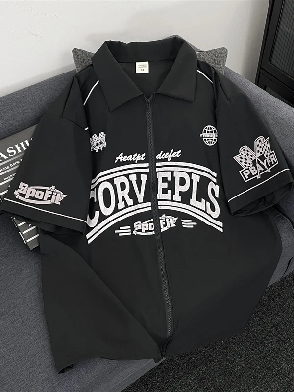 Мужская футболка с молнией в американском ретро-стиле, бейсбольная форма, мотоциклетная футболка с коротким рукавом, верхняя одежда для пар
Мужская футболка с молнией в американском ретро-стиле, бейсбольная форма, мотоциклетная футболка с коротким рукавом, верхняя одежда для пар