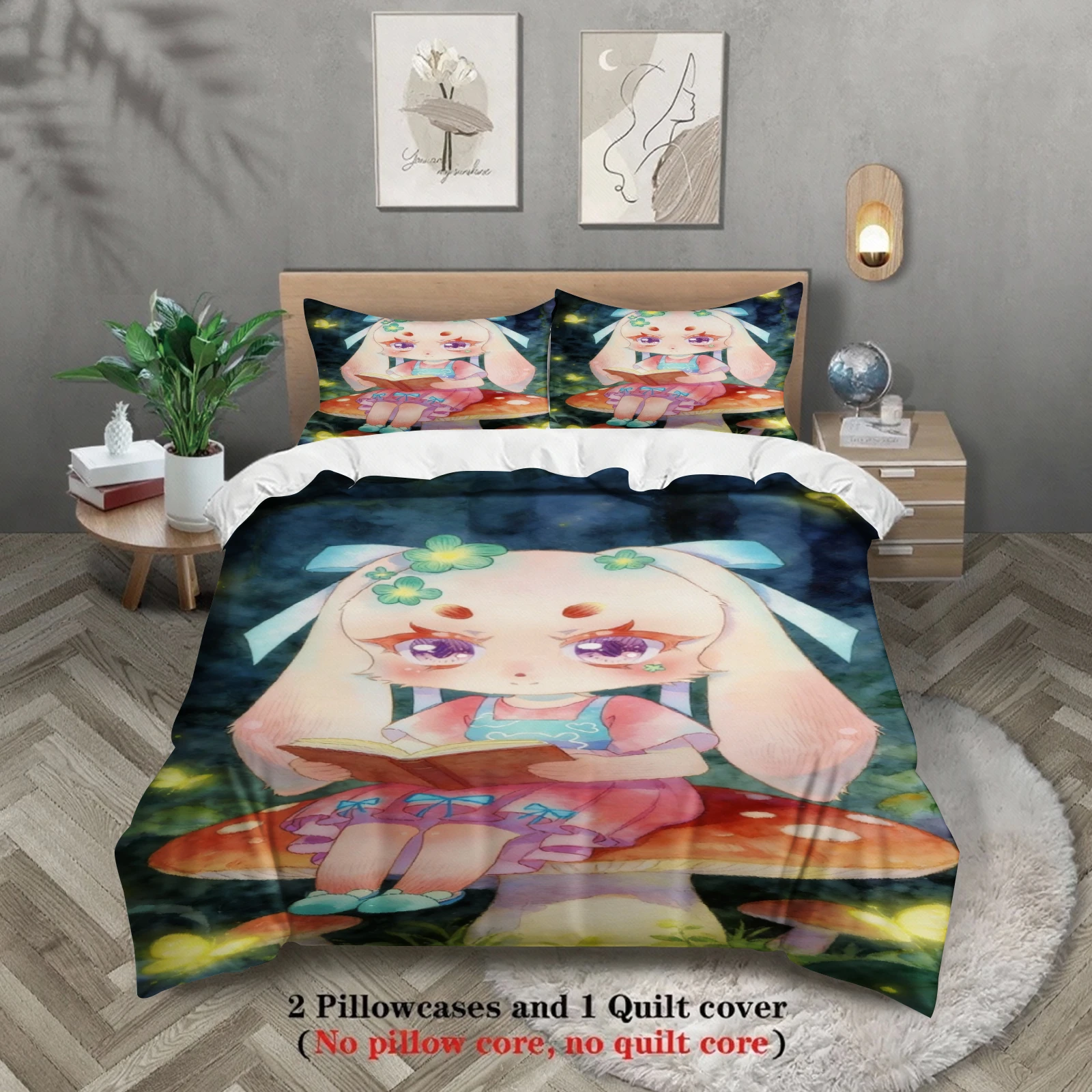 Softville Cozy Town 3PCS Bedding Sets Lop Rabbit Sitting Mushroom Printed Duvet Cover No filling Cartoon Style Queen King Size
Softville Cozy Town 3PCS Bedding Sets Lop Rabbit Sitting Mushroom Printed Duvet Cover No filling Cartoon Style Queen King Size