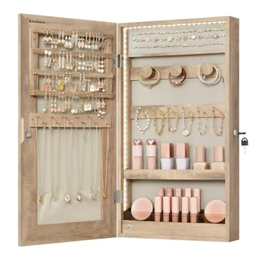 Mirror Jewelry Cabinet Armoire with Built-in LED Lights Wall or Door Mounted Jewelry Storage Organizer 3.8 x 14.6 x 26.4 Inches
Mirror Jewelry Cabinet Armoire with Built-in LED Lights Wall or Door Mounted Jewelry Storage Organizer 3.8 x 14.6 x 26.4 Inches