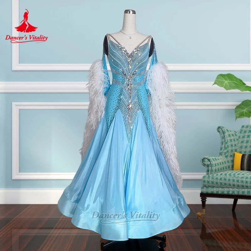 Adult Waltz Ostrich Feather Sleeveless Beaded Decoration Backless Dress Customize Female Ballroom Dance Clothe Dancer's Vitality
Adult Waltz Ostrich Feather Sleeveless Beaded Decoration Backless Dress Customize Female Ballroom Dance Clothe Dancer's Vitality