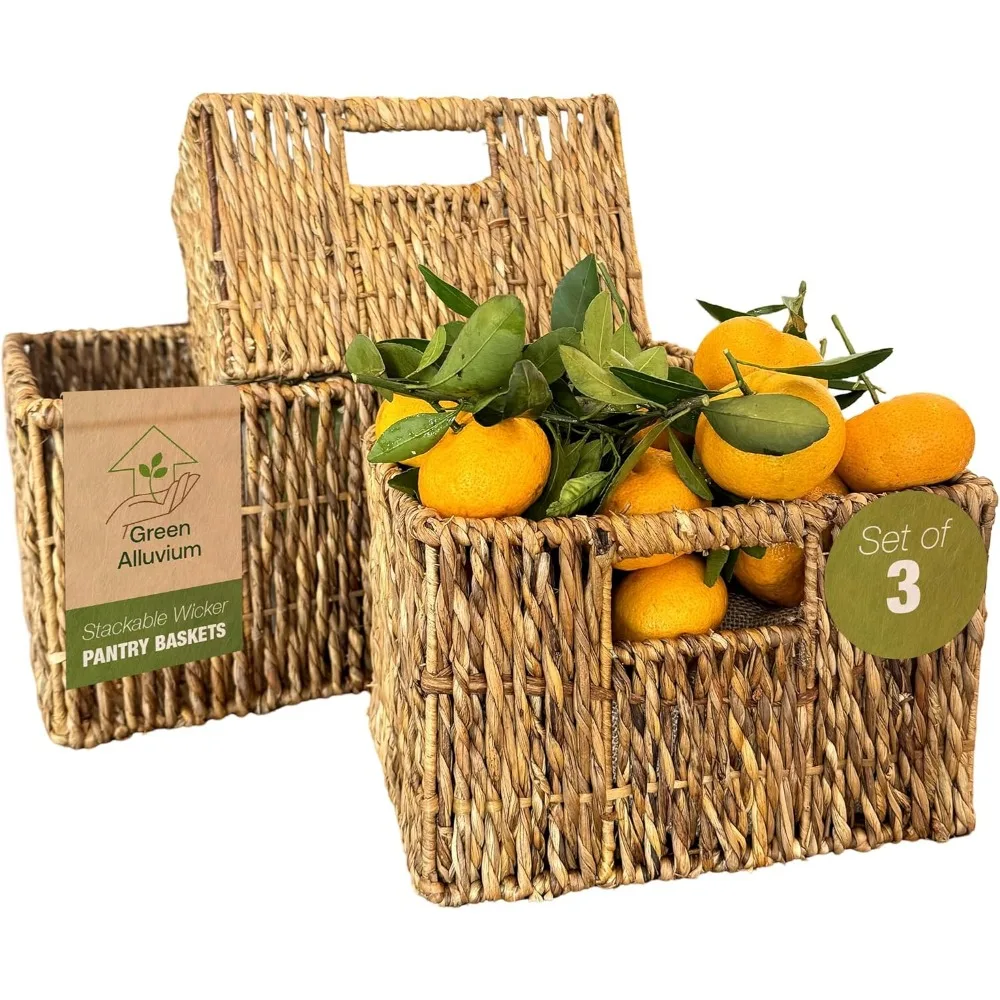 Wicker Basket Set – Stackable Storage Bins for Organizing Pantry & Kitchen – 1 Large Basket + 2 Small Baskets with Handle – Wick
Wicker Basket Set – Stackable Storage Bins for Organizing Pantry & Kitchen – 1 Large Basket + 2 Small Baskets with Handle – Wick