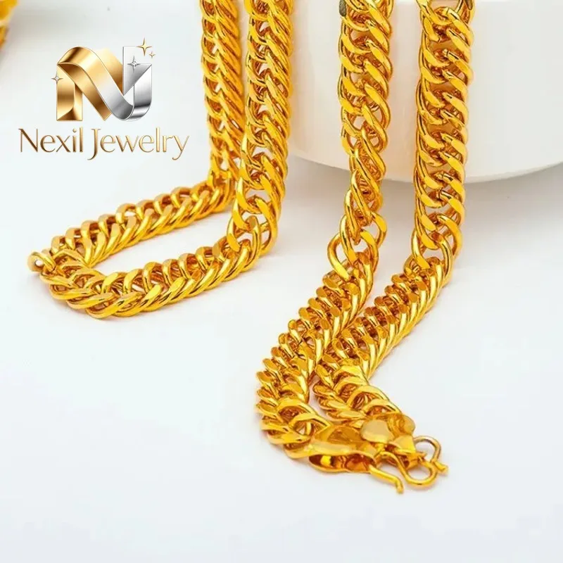 Nexil Jewelry Nexil Jewelry Unisex 24K AU999 Gold Necklace 10MM 60CM Bold Boss Chain Polished Twisted Sideways Design with Bl
Nexil Jewelry Nexil Jewelry Unisex 24K AU999 Gold Necklace 10MM 60CM Bold Boss Chain Polished Twisted Sideways Design with Bl