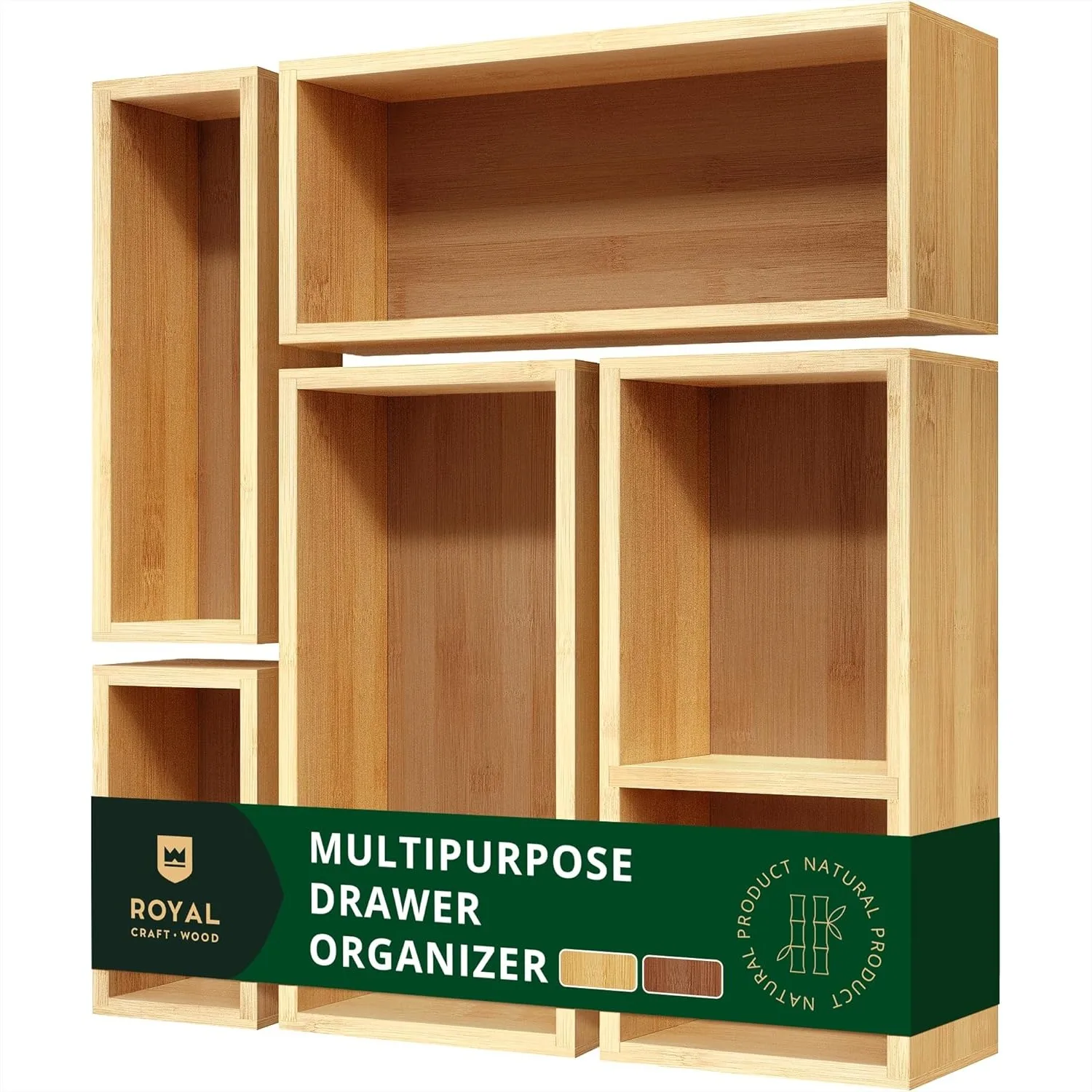 Bamboo Drawer Organizer Set 5-Piece, Multi-Use Storage Trays for Kitchen, Bathroom, Office, Makeup, Jewelry, Natural Wood
Bamboo Drawer Organizer Set 5-Piece, Multi-Use Storage Trays for Kitchen, Bathroom, Office, Makeup, Jewelry, Natural Wood