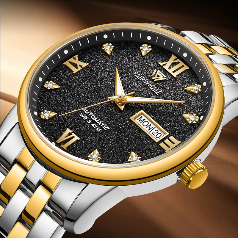 Mark Fairwhale Brand Stainless Steel Automatic Mechanical Watch Men's Diamond Double Calendar Waterproof Watch Man Reloj Hombre
Mark Fairwhale Brand Stainless Steel Automatic Mechanical Watch Men's Diamond Double Calendar Waterproof Watch Man Reloj Hombre