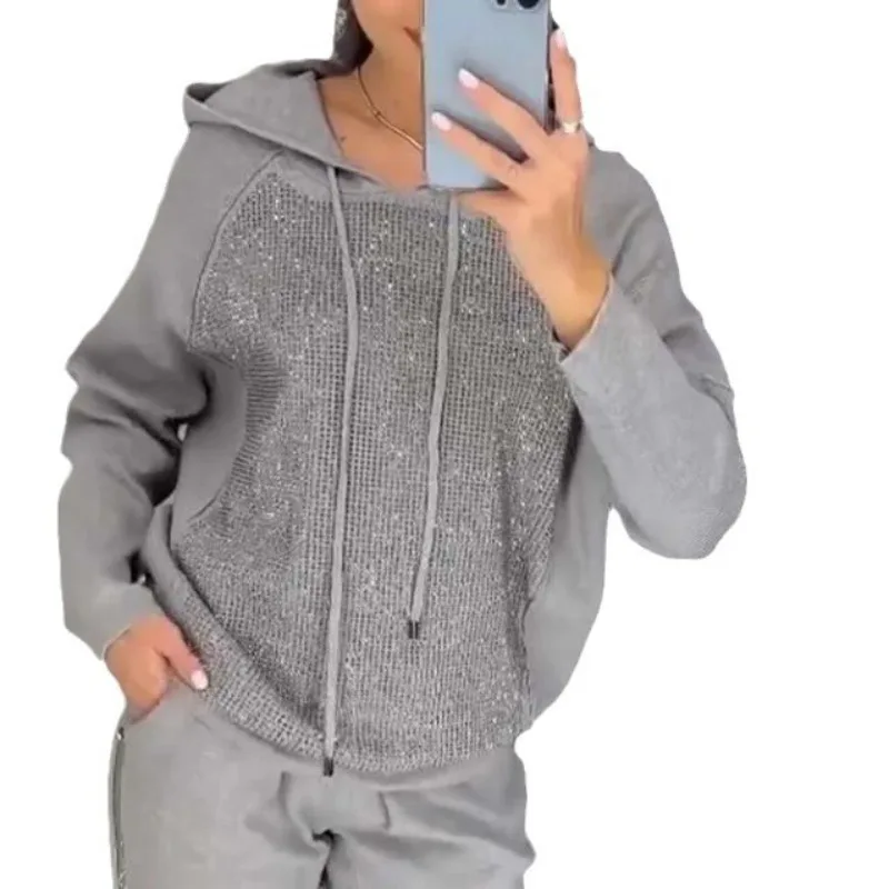 Европейская и американская трансграничная весенне-осенняя женская популярная модная повседневная толстовка с капюшоном, спортивный костюм, снижение возраста
Европейская и американская трансграничная весенне-осенняя женская популярная модная повседневная толстовка с капюшоном, спортивный костюм, снижение возраста