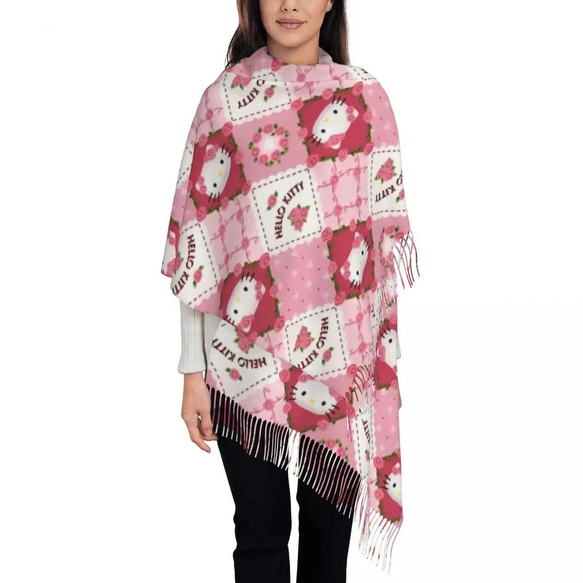 Женский шарф с кисточкой Hello Kitty в клетку, большая зимне-осенняя шаль, милые мультяшные подарки, шарфы из пашмины
Женский шарф с кисточкой Hello Kitty в клетку, большая зимне-осенняя шаль, милые мультяшные подарки, шарфы из пашмины