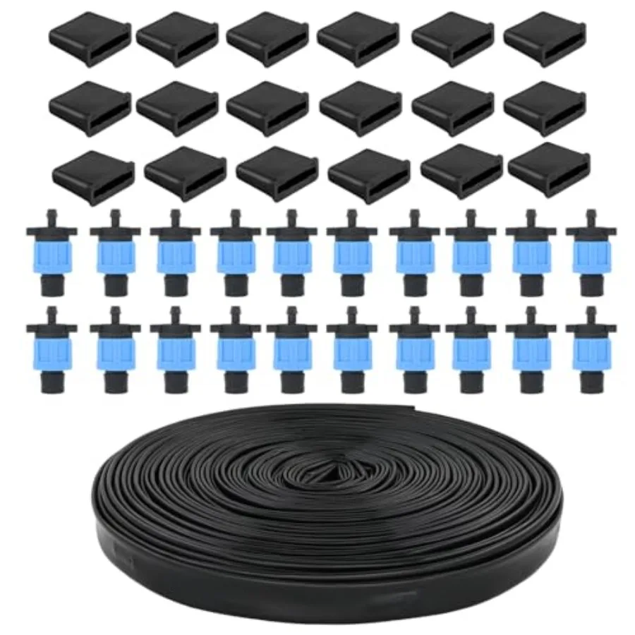 100 ft 5/8 Drip Irrigation Tape Kit with 6 Emitter Spacing 20PCS Connectors 20PCS Row Ends 15 mil Wall Thickness 0.53GPH for Ga
100 ft 5/8 Drip Irrigation Tape Kit with 6 Emitter Spacing 20PCS Connectors 20PCS Row Ends 15 mil Wall Thickness 0.53GPH for Ga