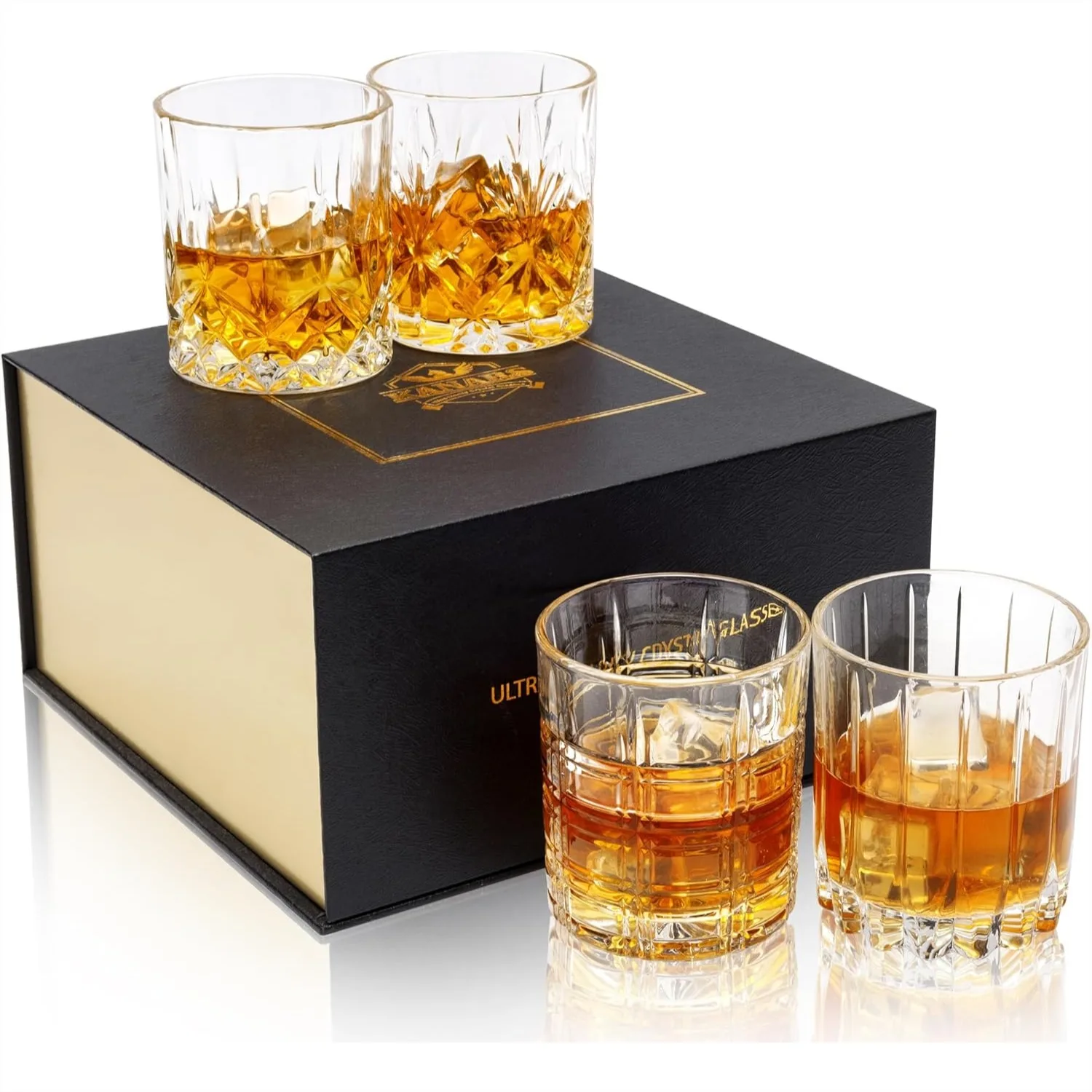 Whiskey Glasses Set of 4 - 10 oz Crystal Rocks Glasses with Thick Bottom for Bourbon Scotch Cocktail, Gift for Men Dad Brother
Whiskey Glasses Set of 4 - 10 oz Crystal Rocks Glasses with Thick Bottom for Bourbon Scotch Cocktail, Gift for Men Dad Brother