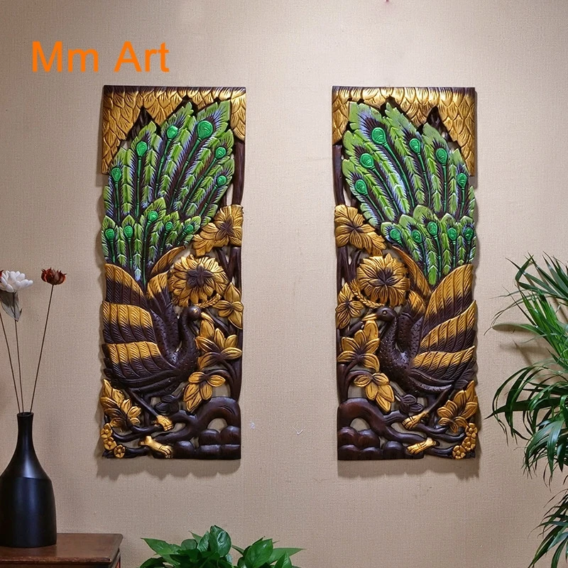 Southeast Asian Crafts Painted Peacock Auspicious Hand Carved Wall Decoration
Southeast Asian Crafts Painted Peacock Auspicious Hand Carved Wall Decoration