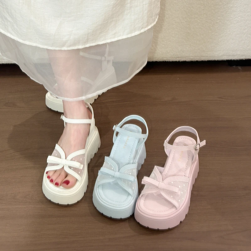 2026 Summer Mesh Butterfly-knot Women Sandals Concise Platform Wedges Heel Beach Shoes Elegant Open Toe Party Dress Shoes
2026 Summer Mesh Butterfly-knot Women Sandals Concise Platform Wedges Heel Beach Shoes Elegant Open Toe Party Dress Shoes