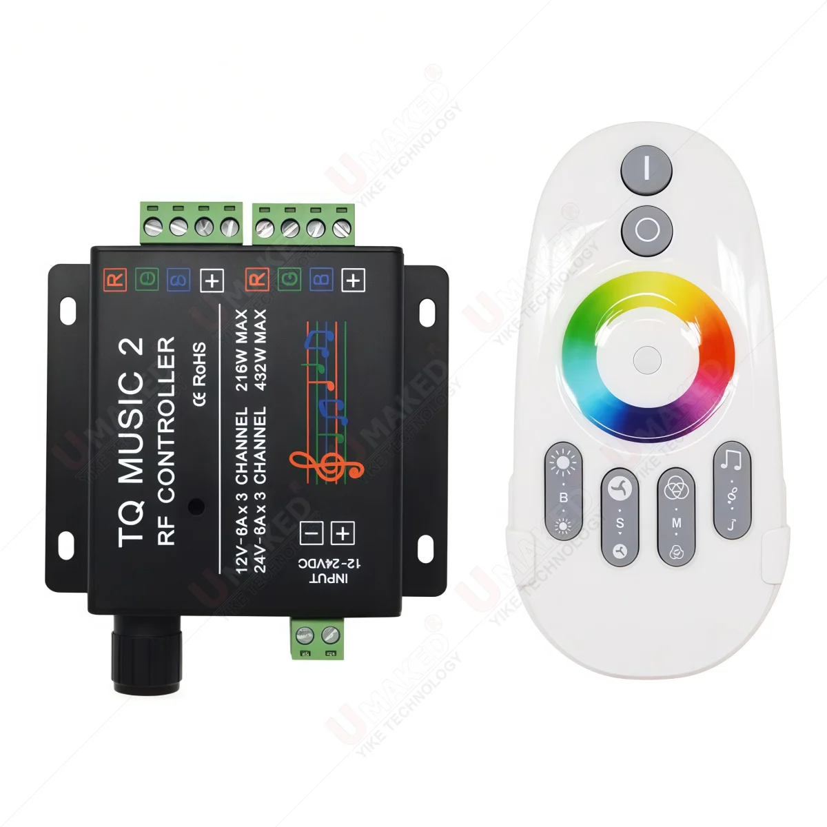 TQ Music 2 RF Controller DC 12V 24V 18A Audio Sensing LED Dimmer with Backlight Remote for 5050 2835 COB Colorful Strip Light
TQ Music 2 RF Controller DC 12V 24V 18A Audio Sensing LED Dimmer with Backlight Remote for 5050 2835 COB Colorful Strip Light